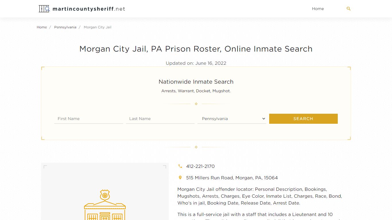 Morgan City Jail, PA Prison Roster, Online Inmate Search ...