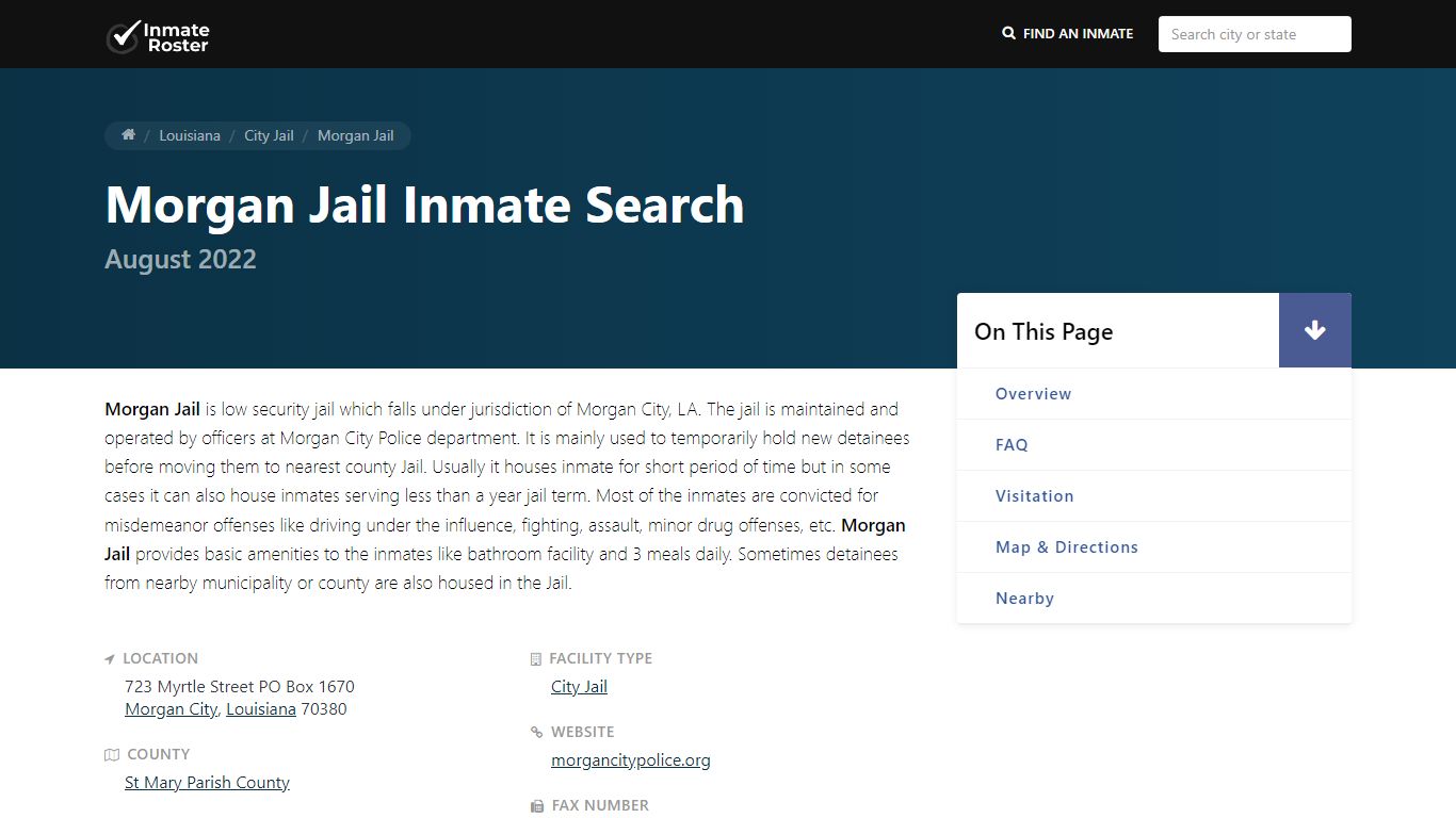 Inmate Search 🔍 | Morgan Jail - Morgan City, LA